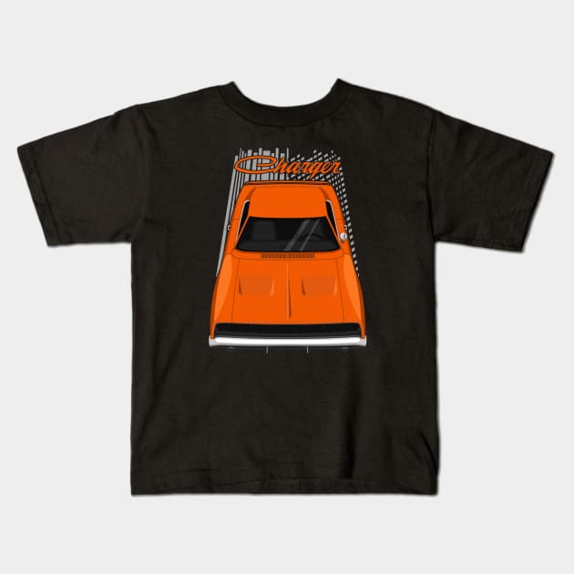 Dodge Charger 1968 - Orange Kids T-Shirt by V8social